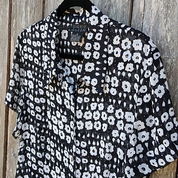 Sigrid Olsen Floral Blouse 16 - Picture 7 of 13